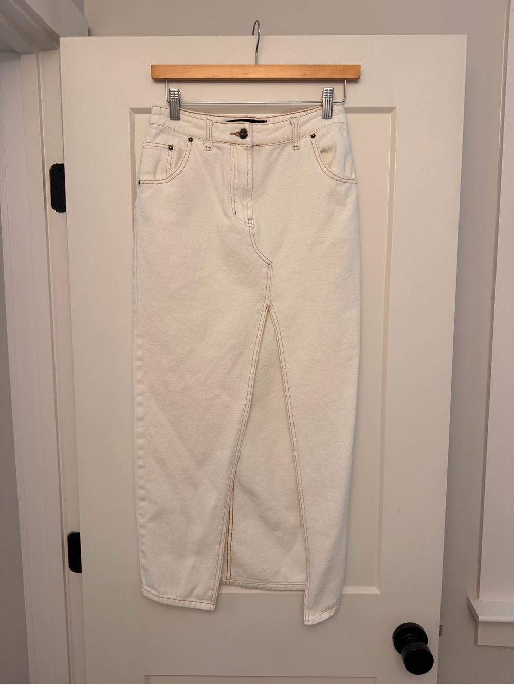 Lioness High-Rise White Denim Skirt